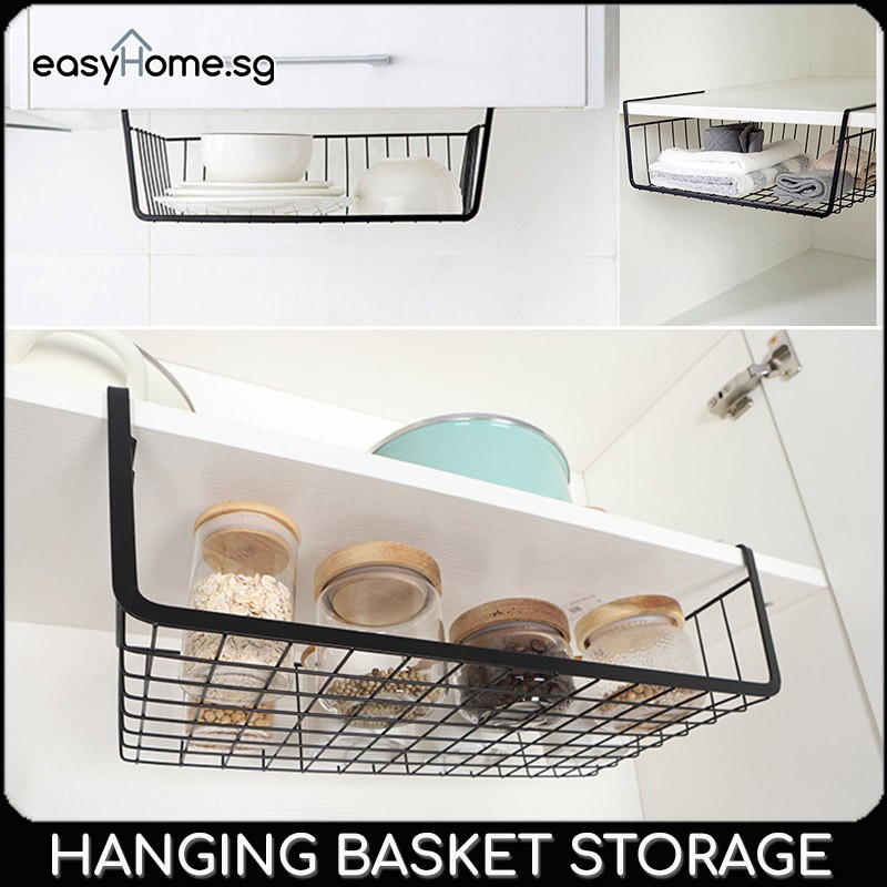 Easyhome.sg Hanging Basket Storage HBS Wardrobe Rack Clothes Laundry