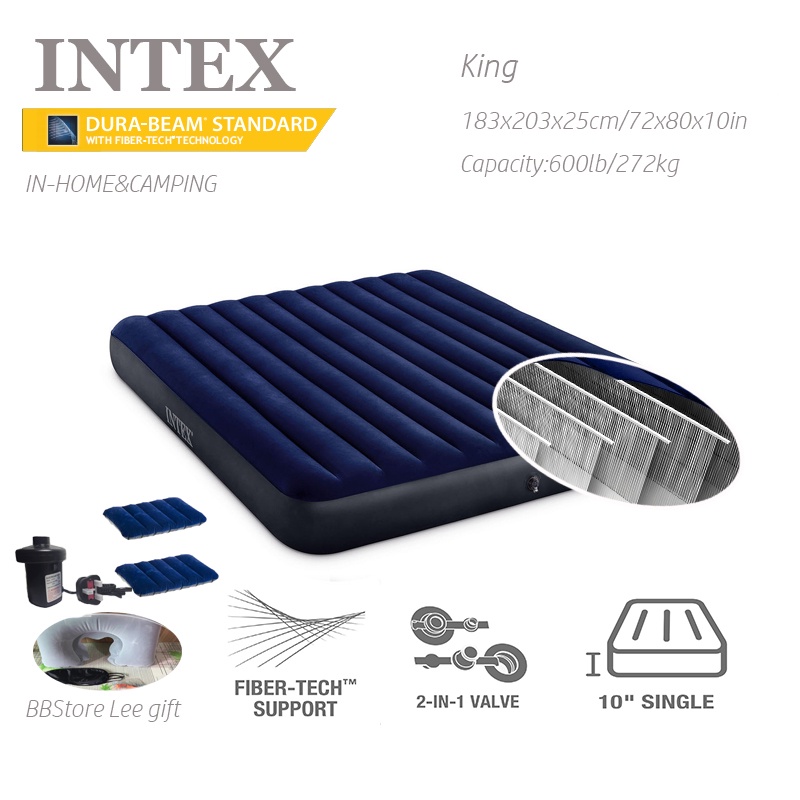 INTEX DURABEAM AIRBED with FiberTech*King72x80x10in/183x203x25cm
