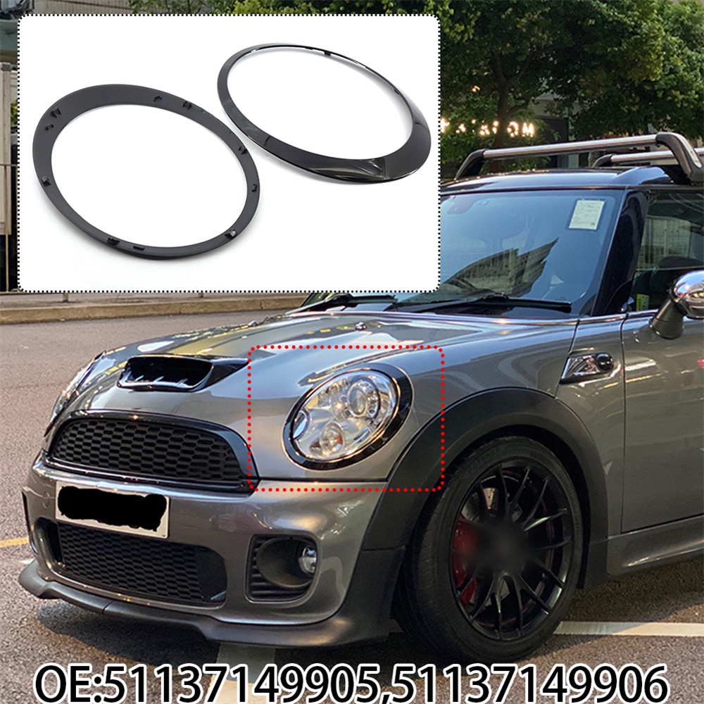Headlight Trim Ring Left+Right For Mini Cooper R55 R56 20072015 Glossy