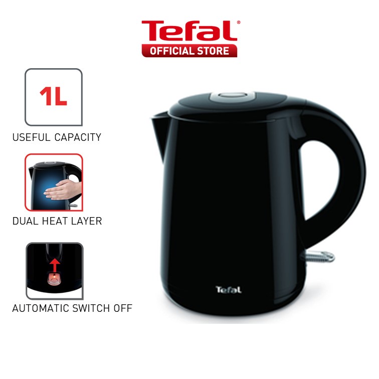 Tefal Safe Tea Kettle 1.0L Black KO2618 Double layer insulation, Safe