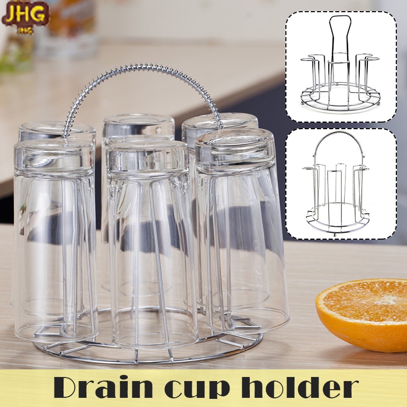 Metal Glass Cup Rack Water Mug Draining Stand Drainer Cup Holder Drying