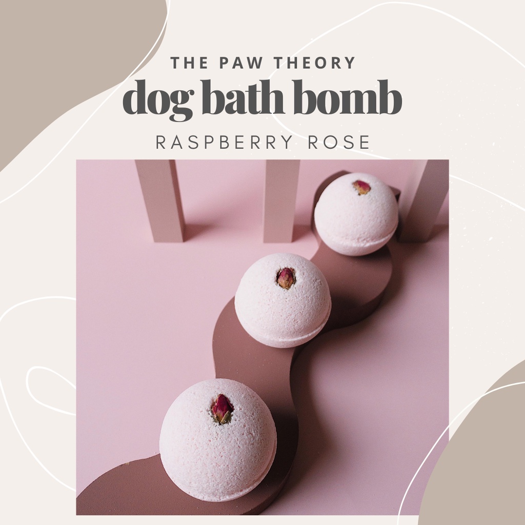 Raspberry Rose Dog bath bomb Dog spa shampoo and skincare grooming