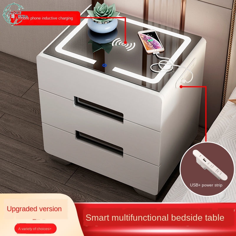 LUCKYKUKA Smart Bedside Table With Drawer Side Table Bedroom Bedside
