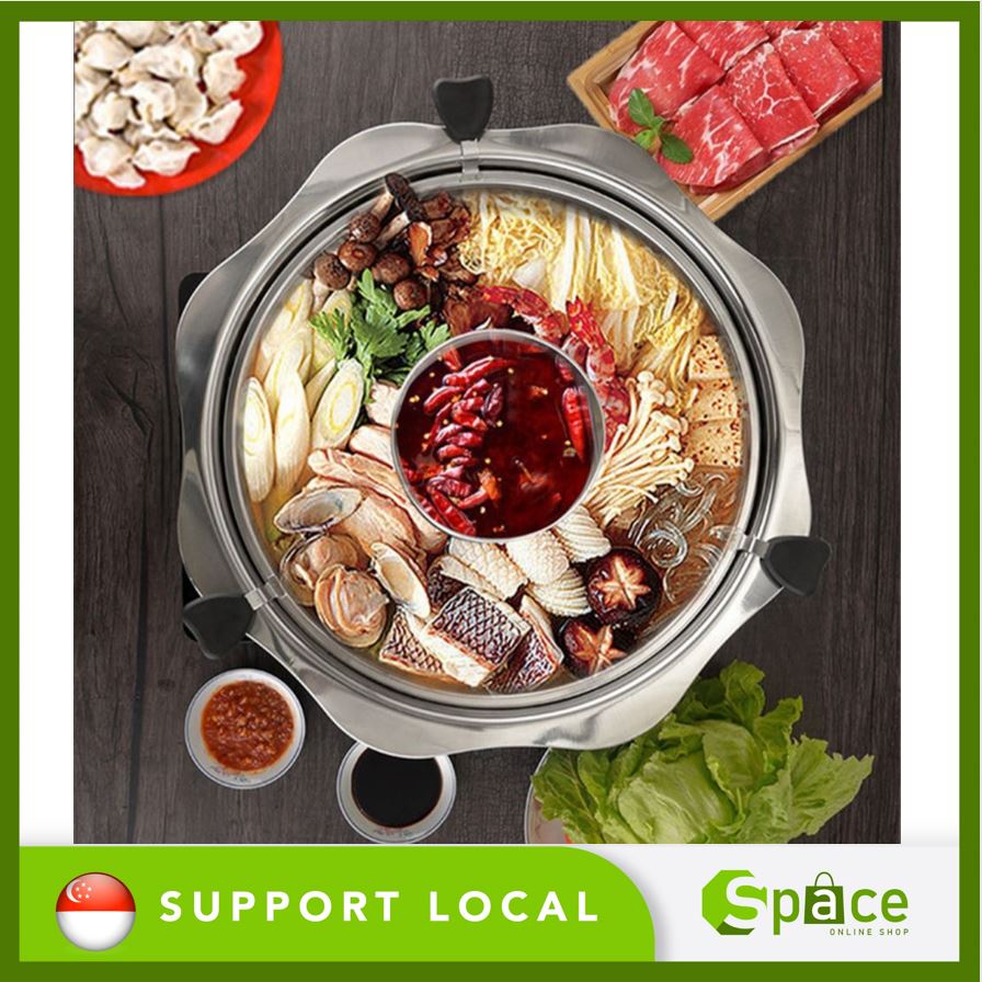 🔥 Ready Stock 🔥 Rotating Pot With Lifting Drainage Stainless Steel 36CM