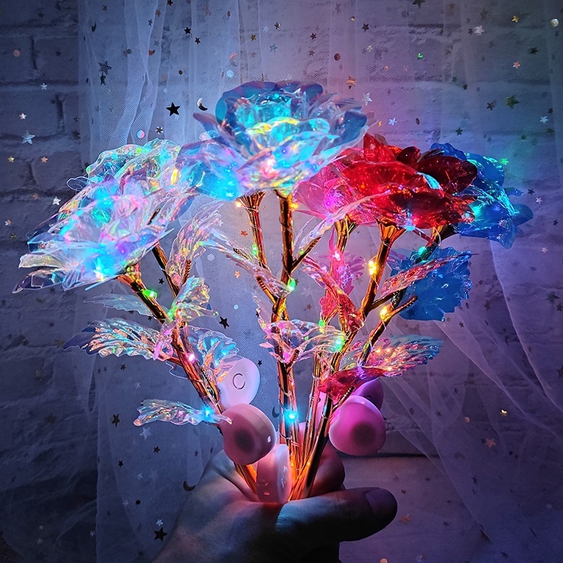 24k Gold Artificial Rose Flowers/Colorful Gifts Roses Lights Decoration