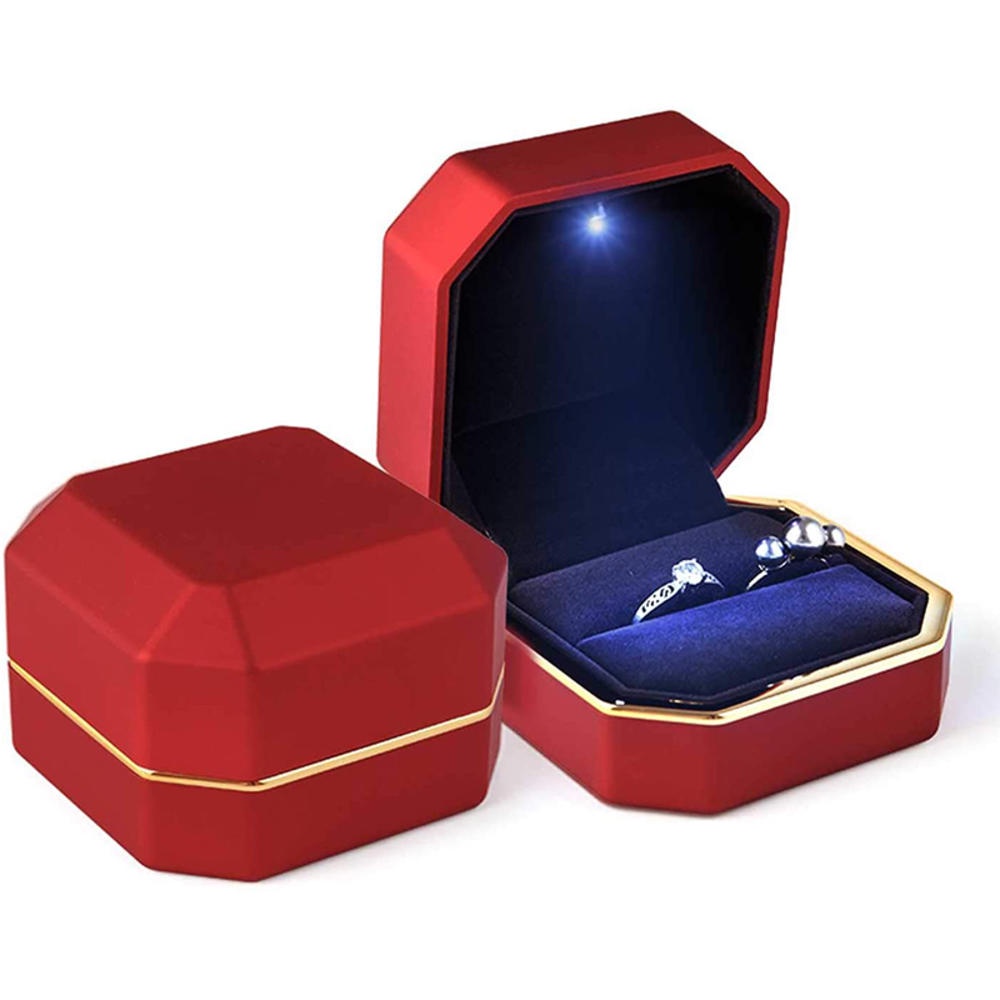 Luxury Ring Box Square Velvet Wedding Ring Case Jewelry Gift Box with