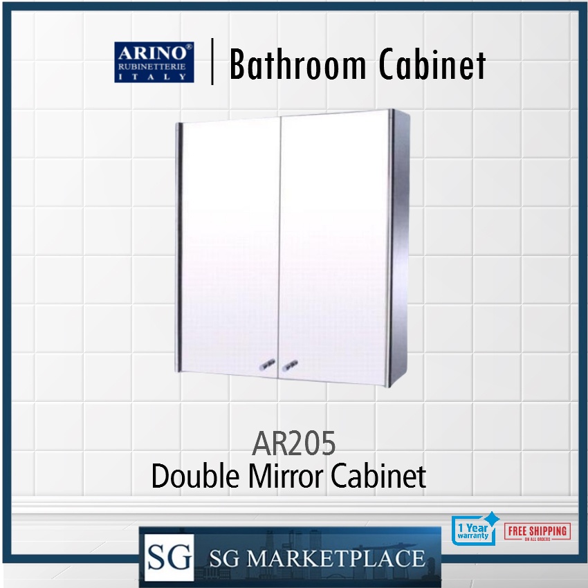 Arino Double Door Mirror Bathroom AR205 Stainless Steel