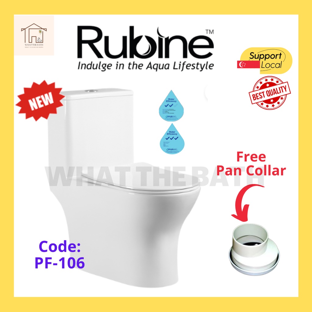 [SG SELLER] Rubine PIZ FORA Rimless OnePiece Toilet Bowl PF106 Soft