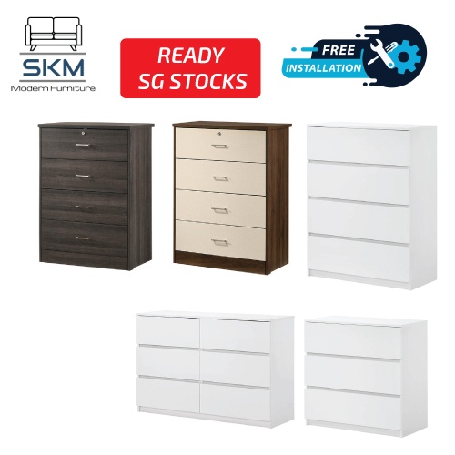 Chest of Drawers Wooden in walnut white oak Storage [SG