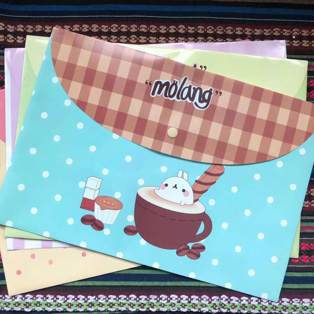 Cartoon A4 Size File Document Organizer Pockets Folders with Button Folder Bags Stationary File