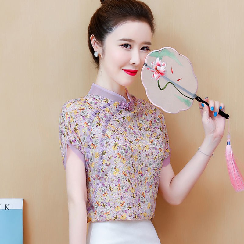 ┅Floral chiffon shirt shortsleeved female summer dress 2021 new style