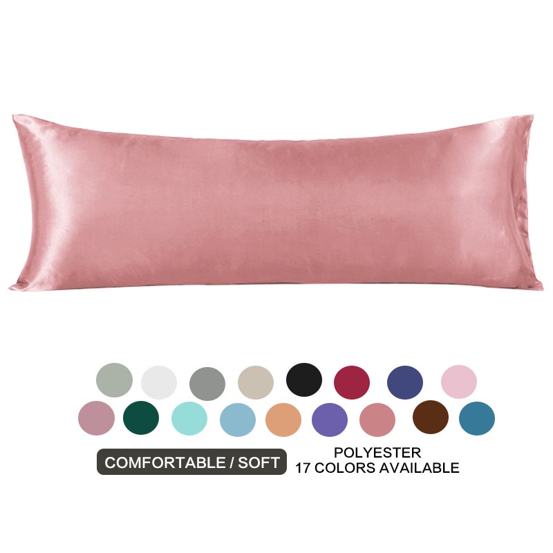 【Ready Silk Satin Long Body Pillow Pillowcase Double