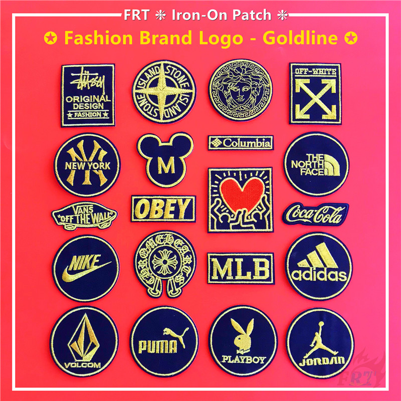 ☸ Fashion Brand Logo Goldline Series 04 IronOn Patch ☸ 1Pc DIY Sew