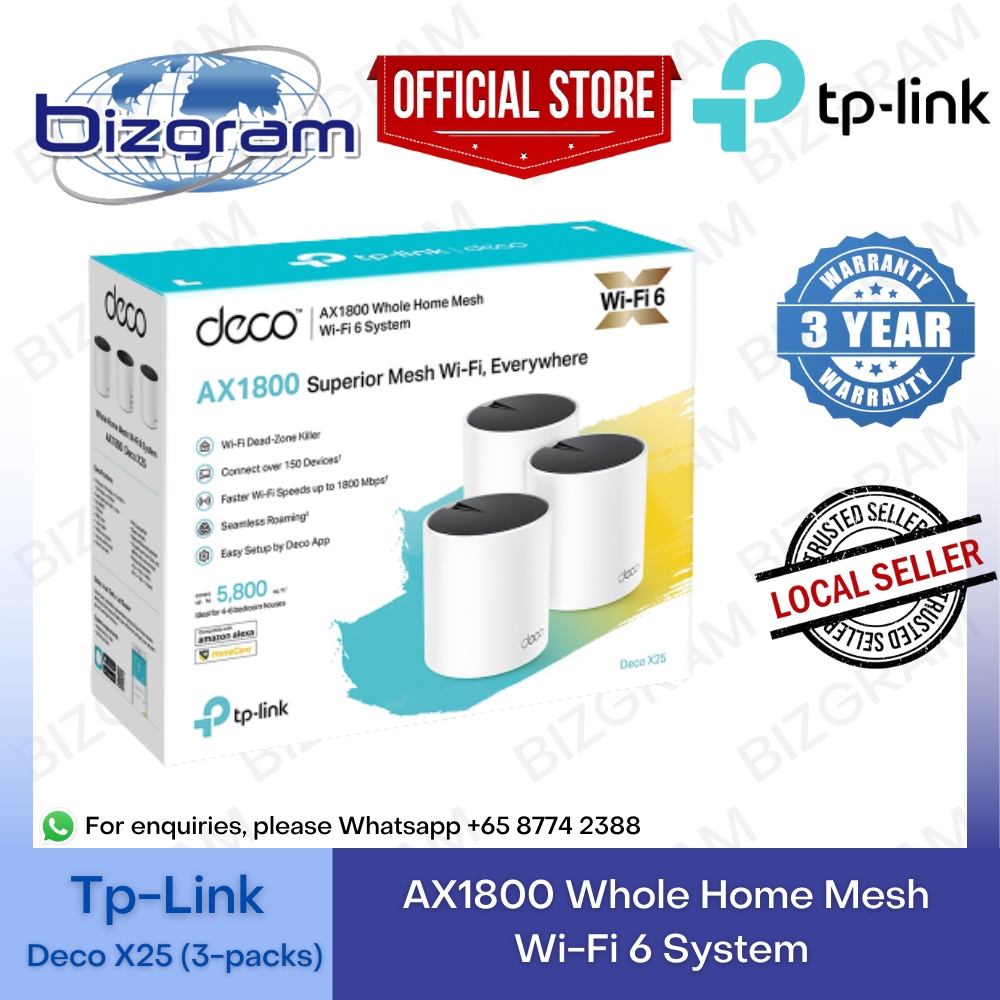 (NEW) TpLink Deco X25 (3packs) AX1800 Whole Home Mesh WiFi 6 System