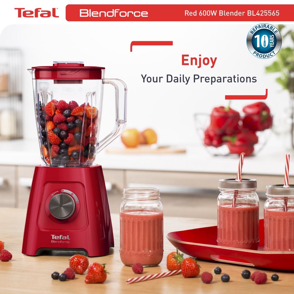 Tefal Blender Blendforce 2 (Red) BL4255, 600W, 2L, Air cooling system
