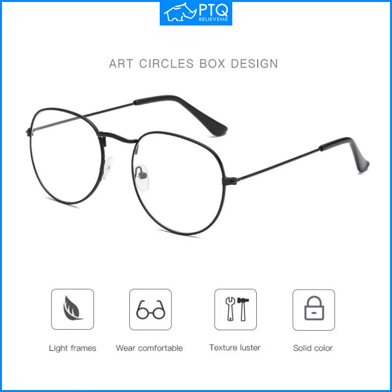PTQ Vintage Round Reading Glasses Metal Frame Glasses Optical Glasses