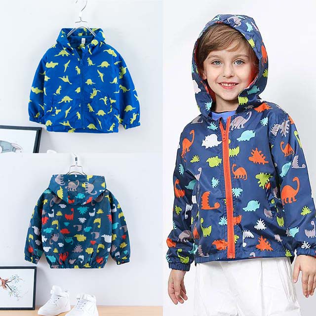 Baby Boys Dinosaur Coat Outerwear Kids Hooded Cartoon Jacket