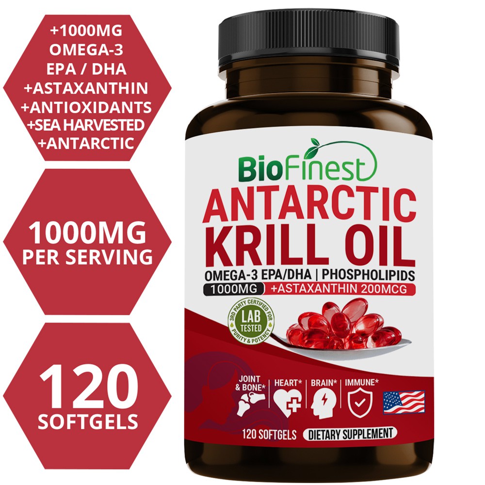 Biofinest Antarctic Krill Oil 1000mg Supplement 12x EPA DHA Omega 3