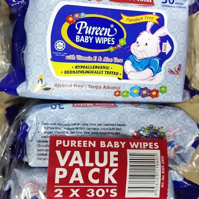 Pureen Antibacterial Baby Wipes 30s x 2 (Value Pack) Shopee Singapore