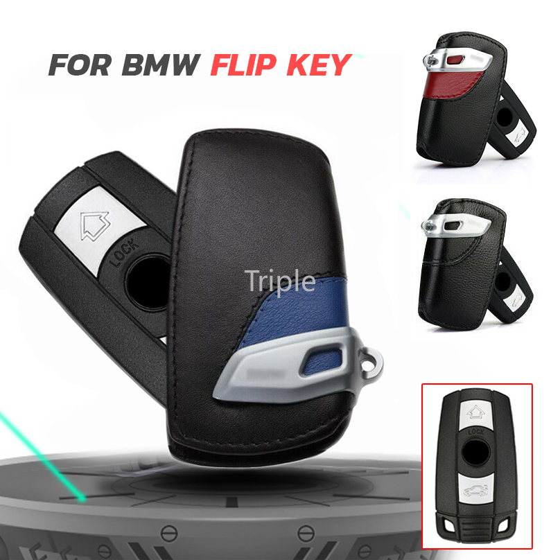 Genuine Leather Remote Car Key Fob Case Cover Holder Bag For Bmw E90