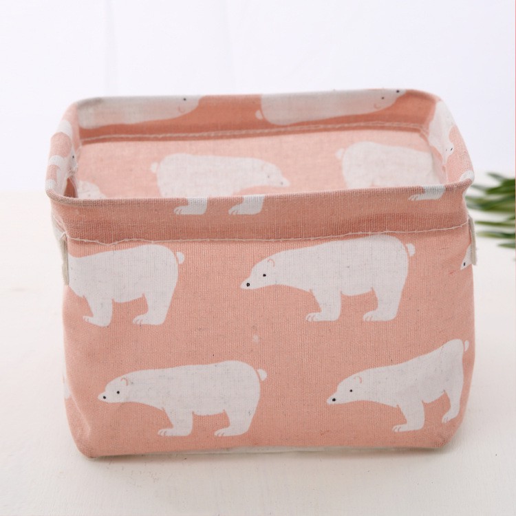 Cloth Art Storage Cotton Clothes Basket Handle Tabletop Toy Snack