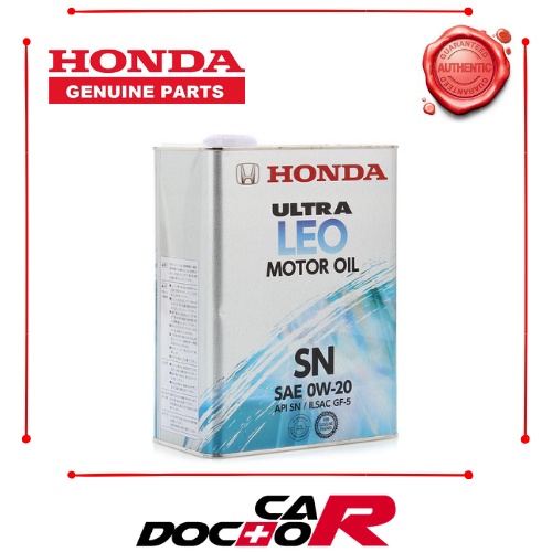 HONDA GENUINE FULLY SYNTHETIC SN 0W20 ENGINE OIL 4L TIN HYBRID FREED
