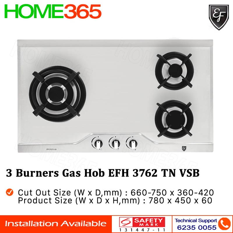 EF Built In Stainless Steel Hob 3 Burners EFH 3762 TN VSB Shopee
