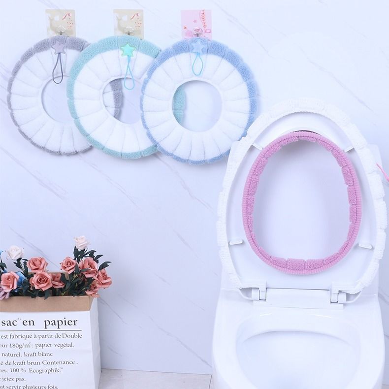 Warm Soft Washable Toilet Seat Cover Mat Set for Home Decoration