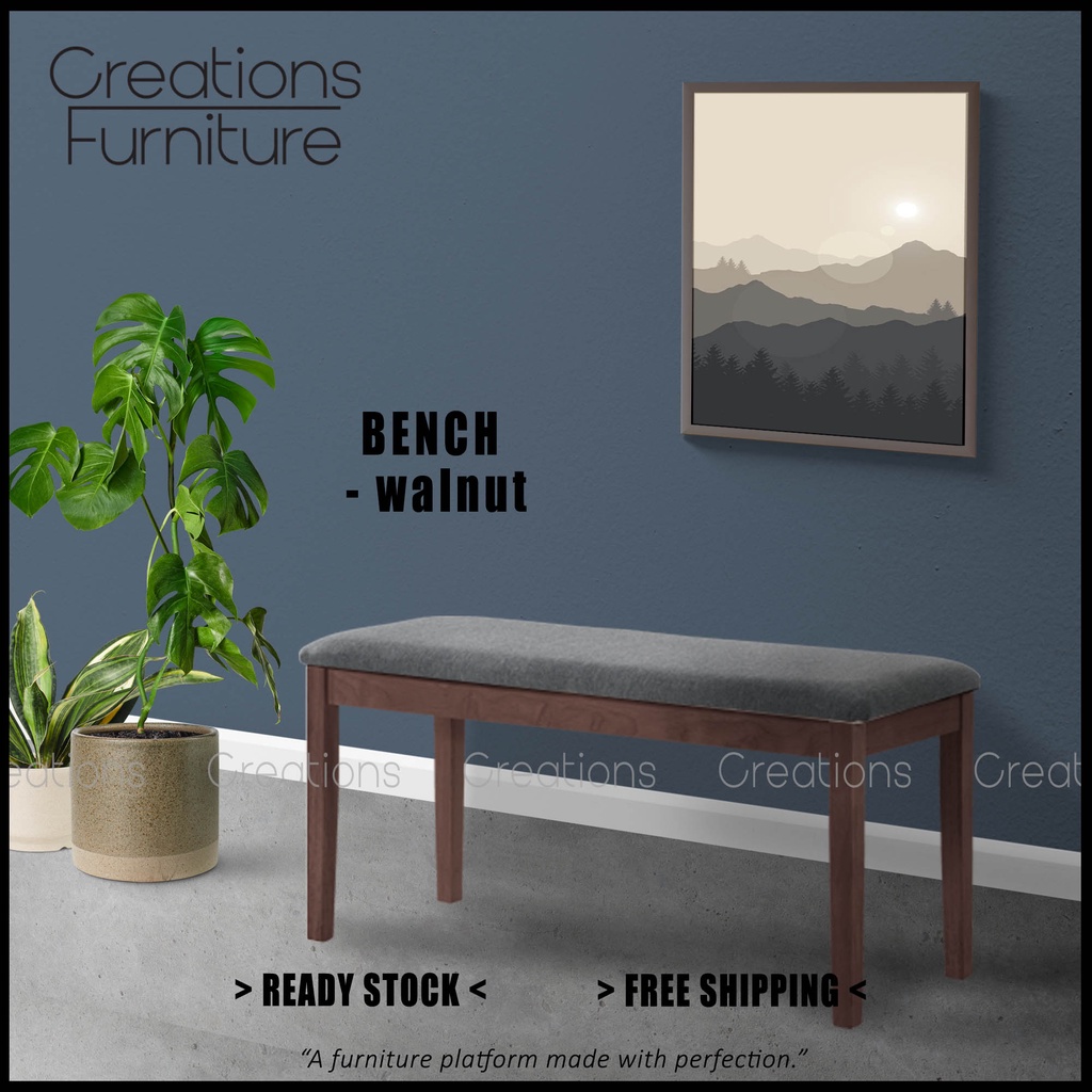 Bench chair 120CM / 100cm for dining table Solid Wood Fabric Grey