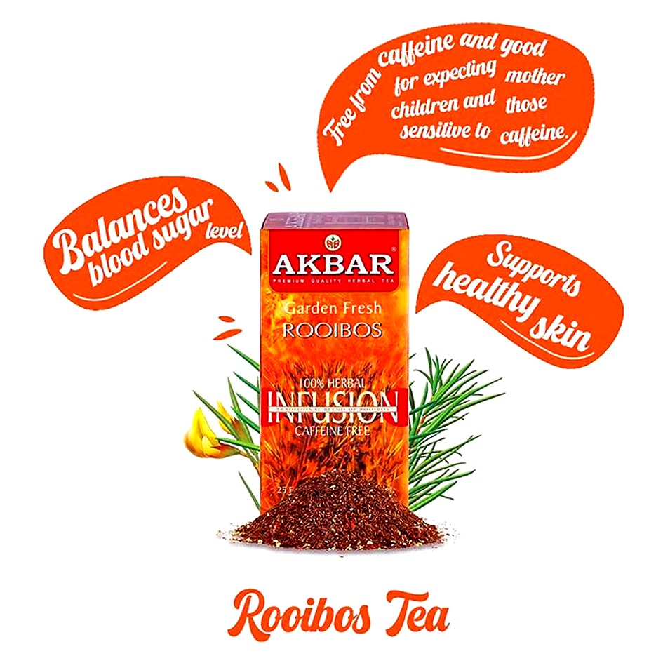 Akbar Premium Rooibos Herbal Infusion (20 Tea Bags per Box) (Caffeine