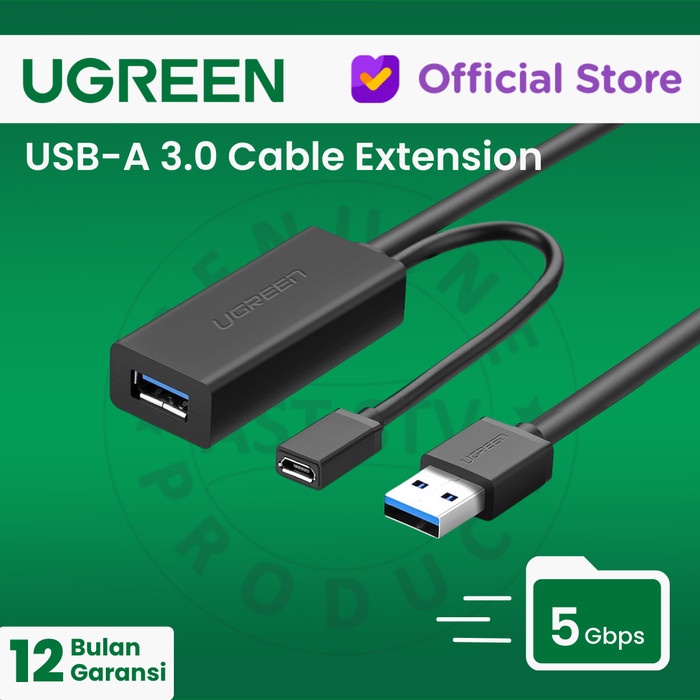 Ugreen USB 3.0 Extension Cable 5m, 10m with repeater US129 Shopee