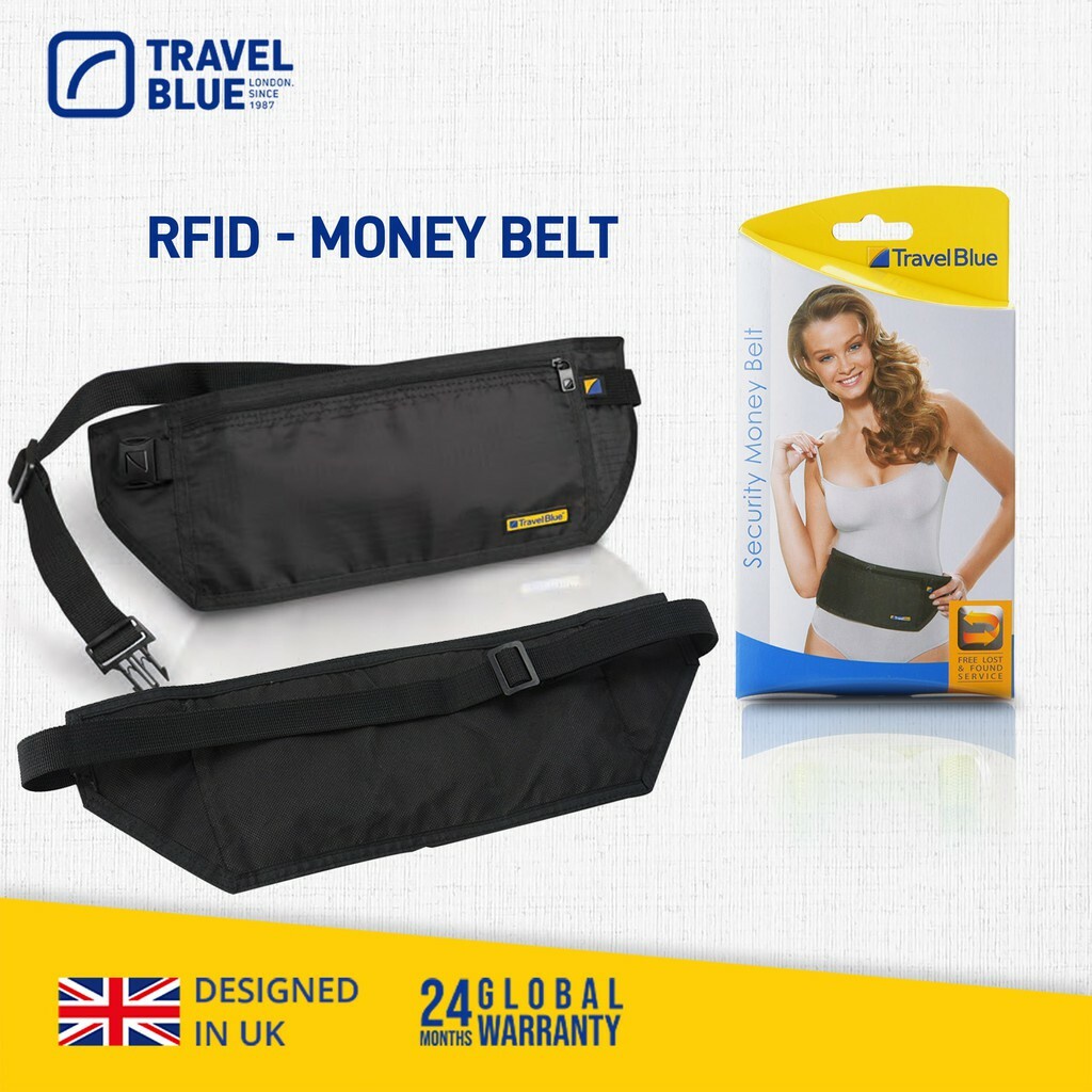 Travel Blue RFID Blocking Lightweight Money Belt TB114BL Shopee