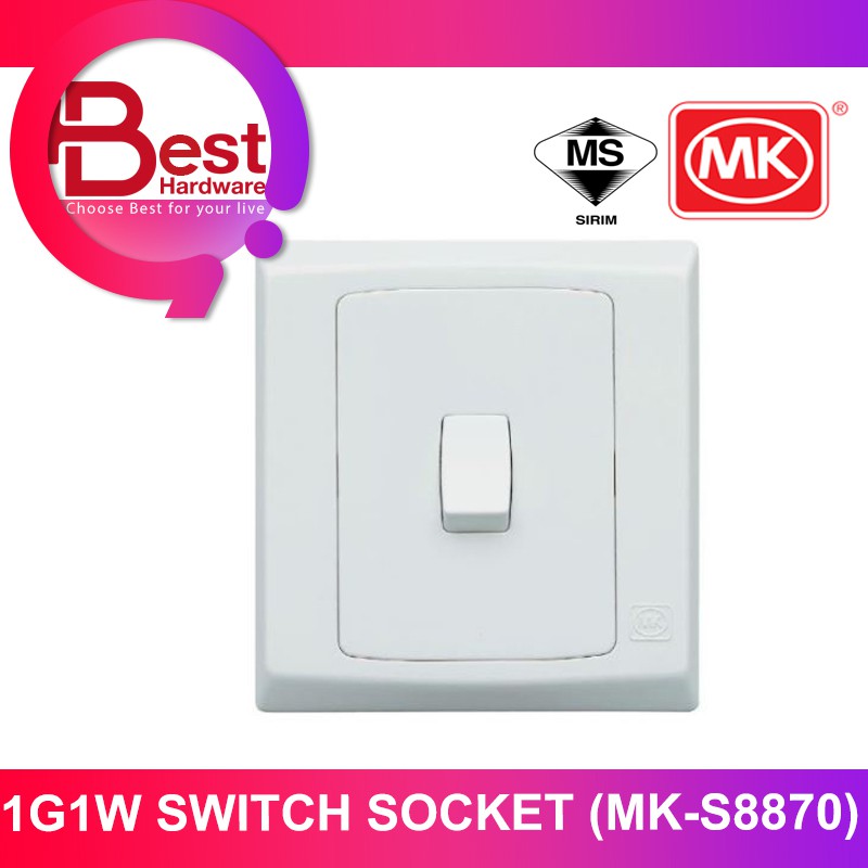 BEST HARDWARE MK 1 GANG 1 WAY FLUSH SWITCH SOCKET / PLUGS AND ADAPTERS SIRIM APPROVED (S8870