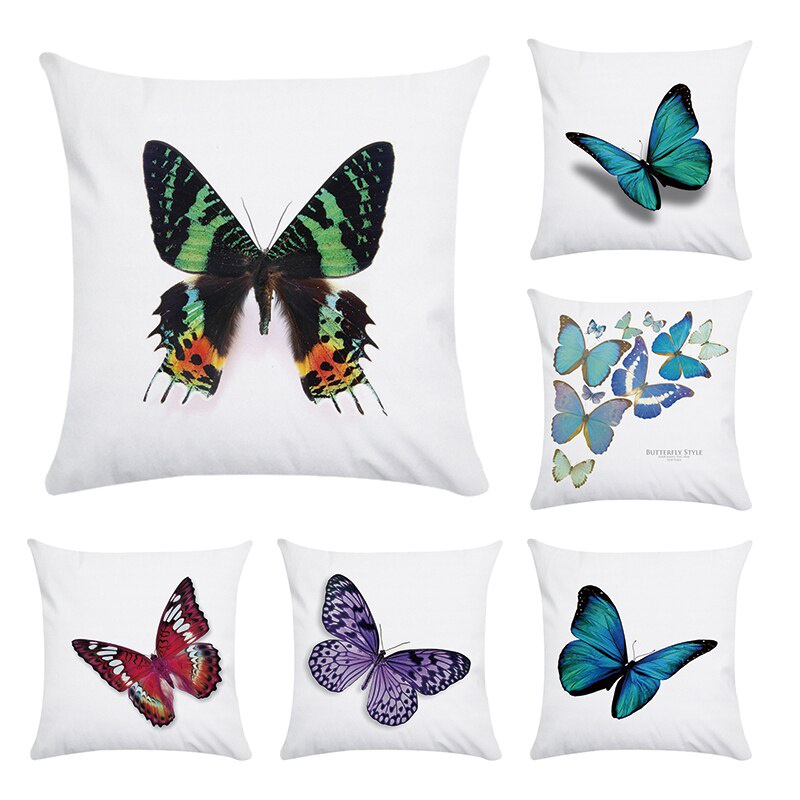 Creative Beautiful Butterfly Pattern Pillow Cases Plants Floral ate