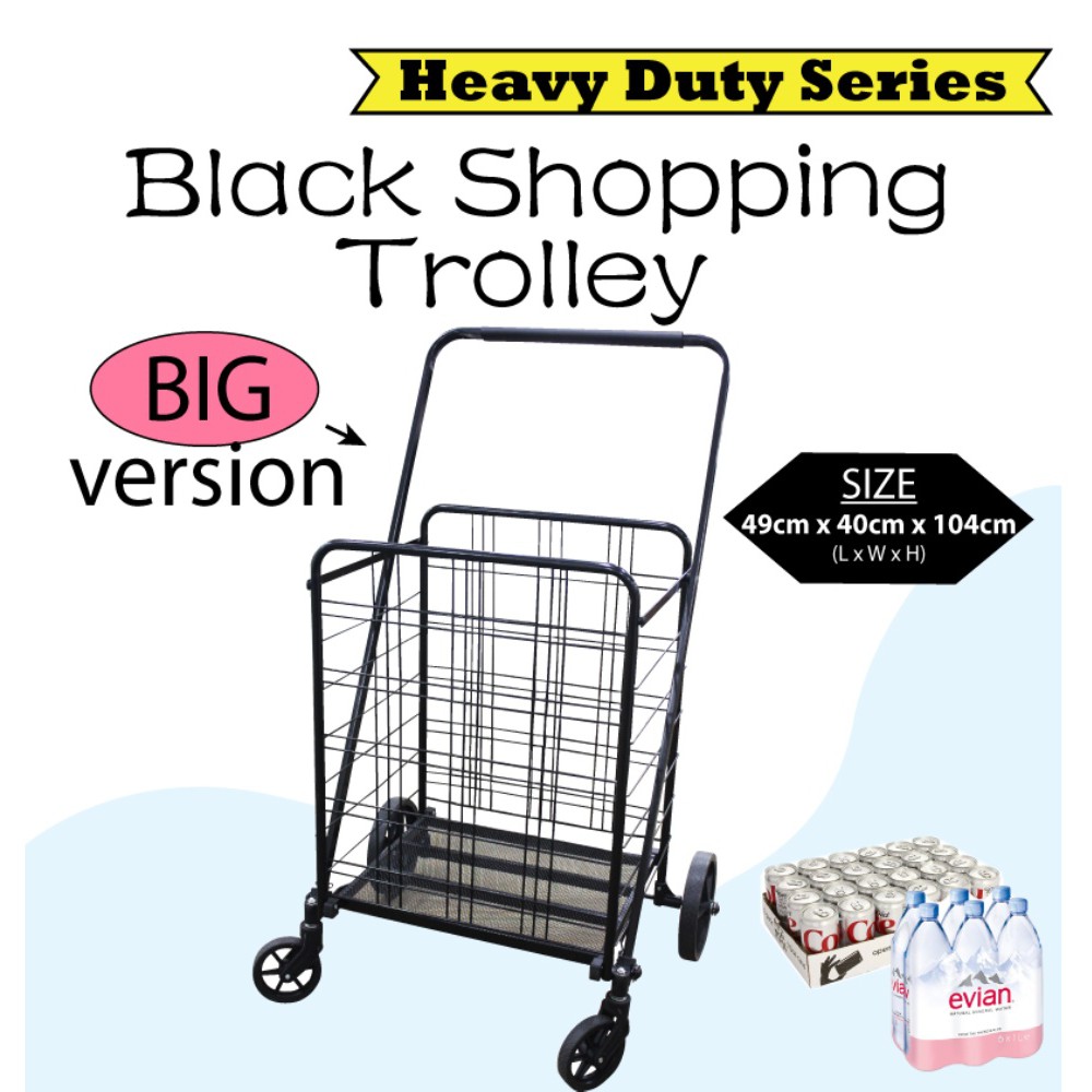 Heavy Duty Black Shopping Trolley & Foldable Aluminium Trolley [SMALL