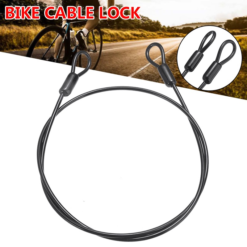 Double Loop Bike Bicycle Security Cable Lock Steel Strap ULock 100cm x