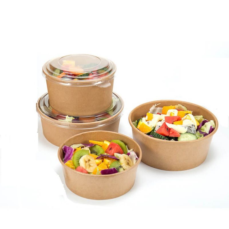 [SG READY STOCK] Kraft Bowl with Lid Disposable Salad Bowl (50 Sets