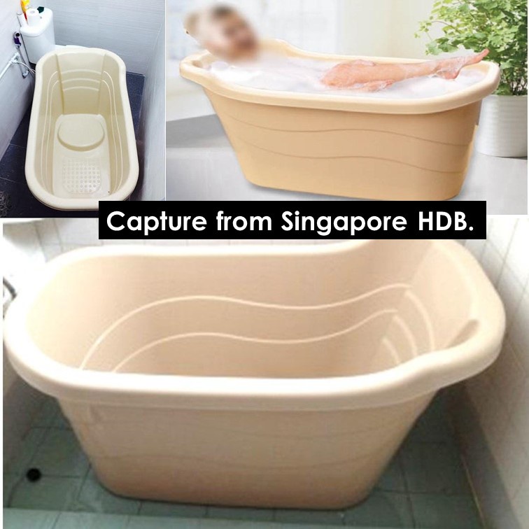 Adult bath tub can fit Singapore HDB Bathtub L107cm X W64.4cm X H65.2cm
