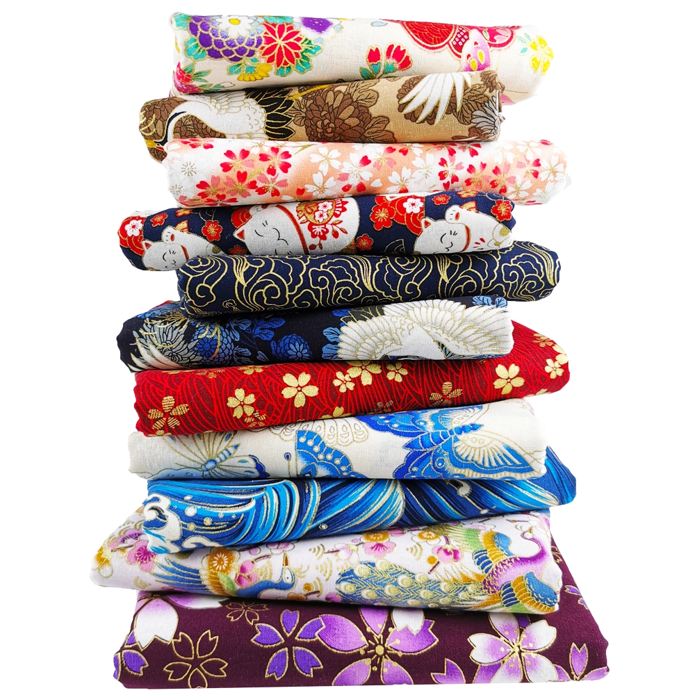 1*pcs 100 Cotton Bronzing Fabric Linen Quilting Fabric Floral Printed