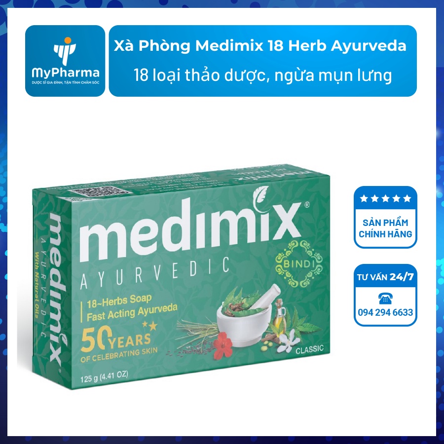 Medimix 18 Herb Ayurveda Soap 125g 18 Herbs, prevent back acne