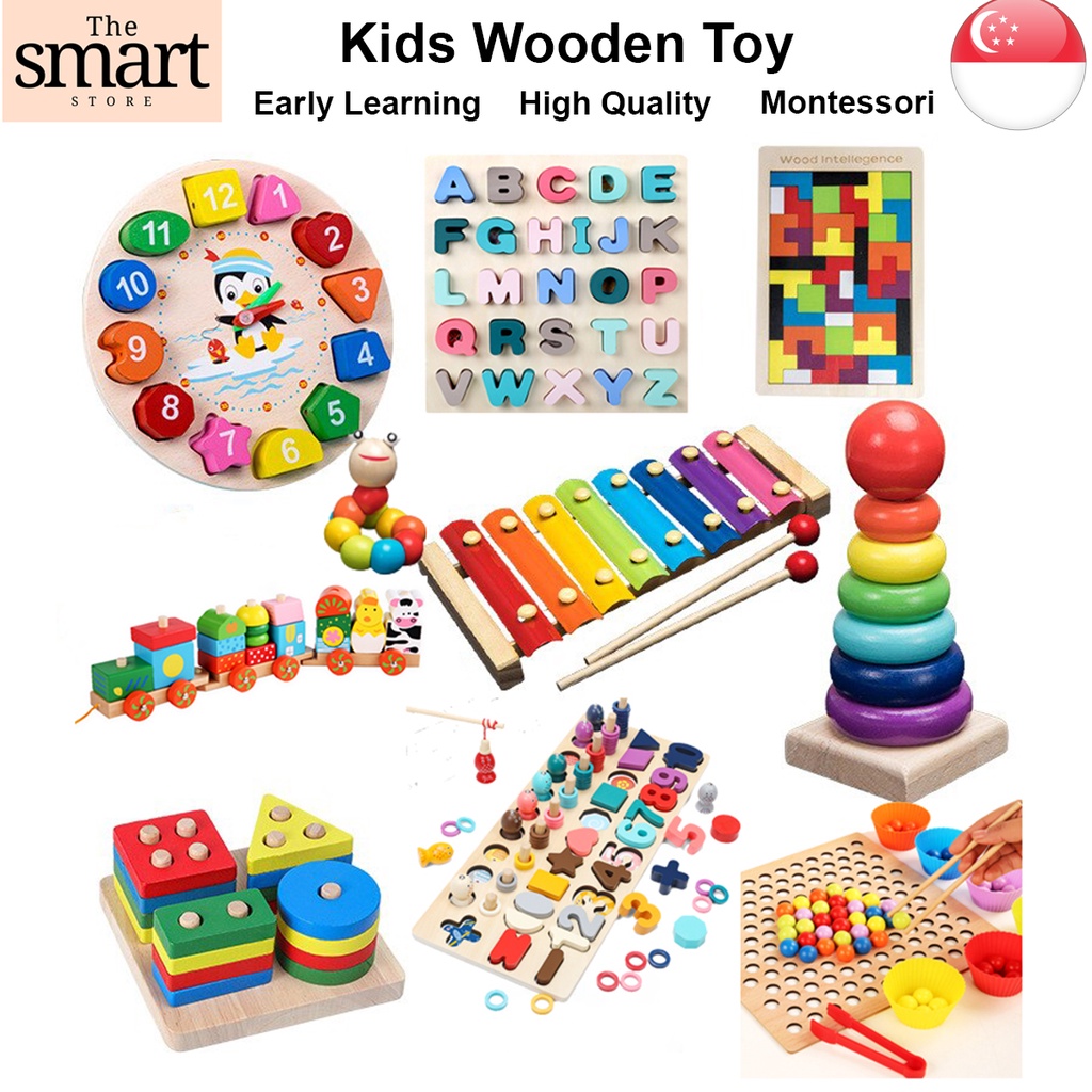 [SG SELLER] Kids Montessori Wooden Educational Toys Building Blocks