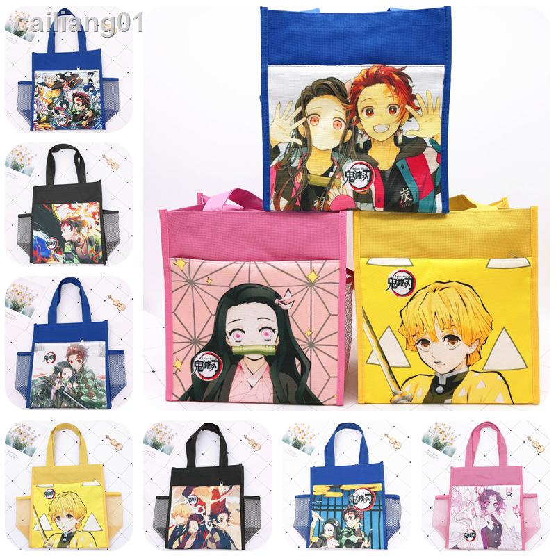 Anime Demon Slayer Lunch Box Bag Nezuko Double Compartment Zipper Tote