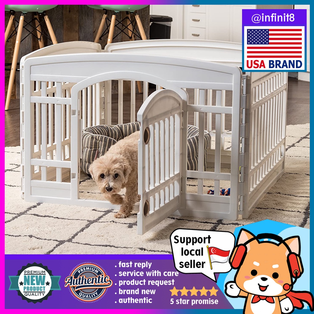 [sg stock] IRIS USA 24'' 4 Panel Exercise Pet Playpen with Door for dog
