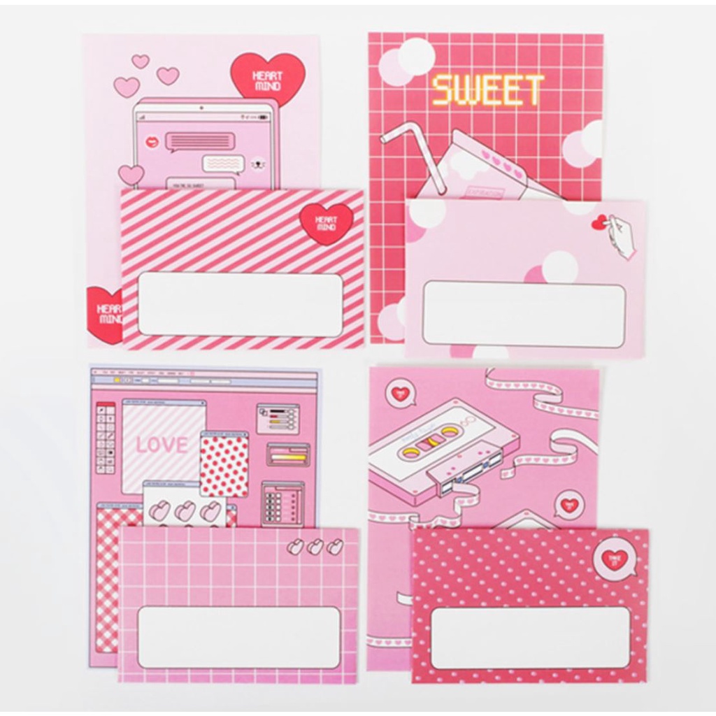 Vintage Korean Letter Paper Set Writing Paper with Envelopes Set Shopee Singapore