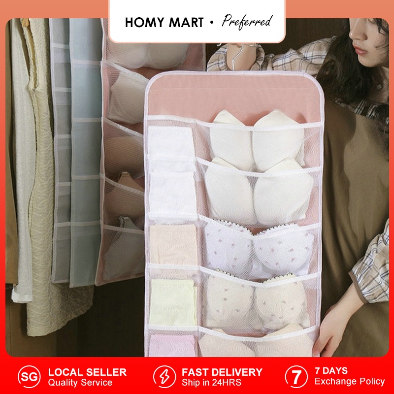 30Grids Underwear Storage Bag Foldable Wardrobe Bra Organiser Hanging