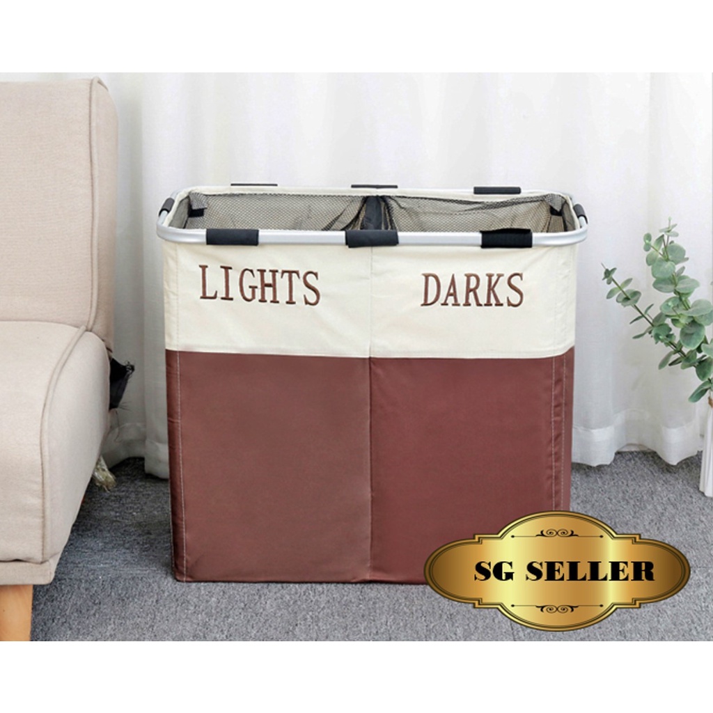 [SG SELLER] Laundry Basket Large Laundry Durable 2 Sections / Ready
