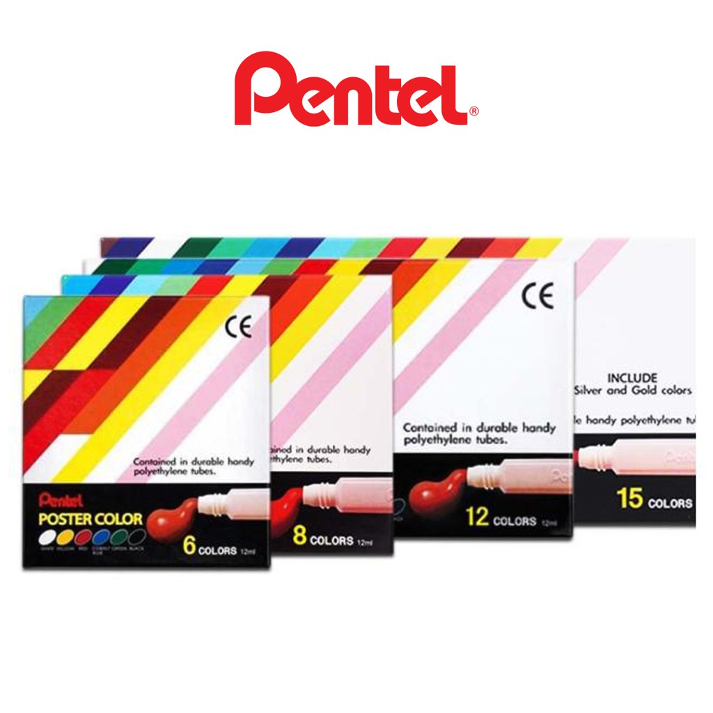 Pentel Poster Colours 6/8/12/15 Poster Colors Set 12ml Shopee