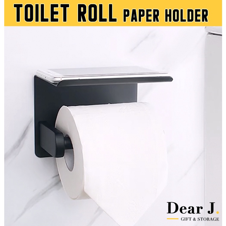 (SG Seller) No Drill Toilet Roll Holder Wall Mounted Bathroom Paper