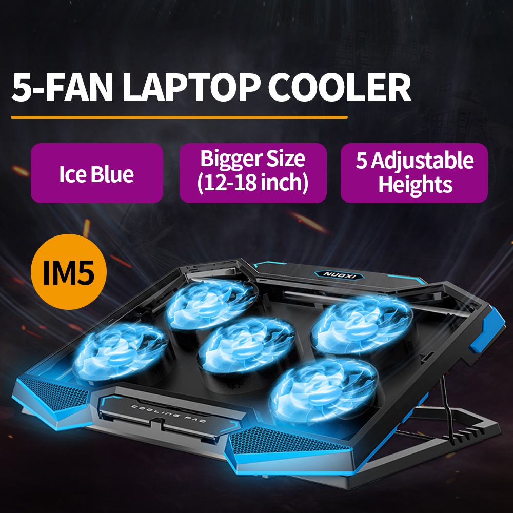 【SG】5Fan Laptop Cooler Laptop Gaming Cooling Pad with LED Lighting for