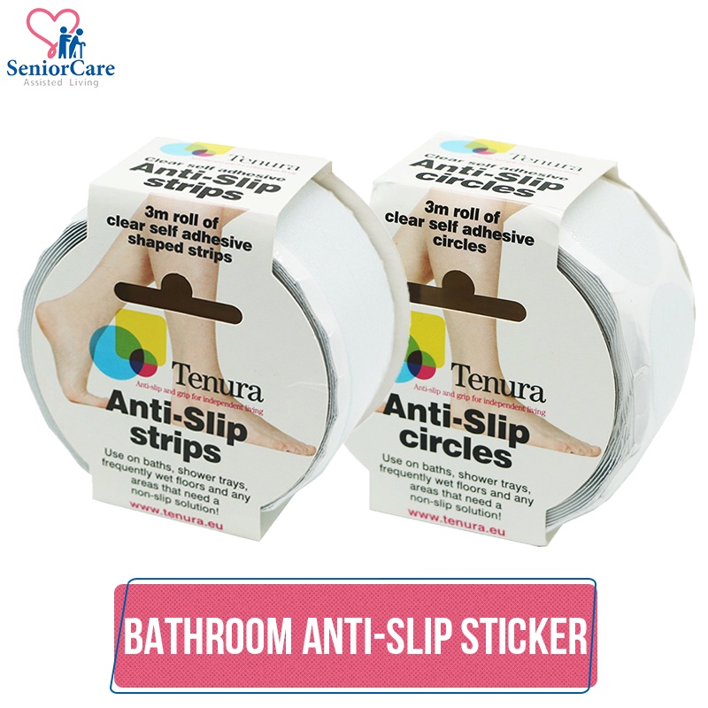 TENURA AntiSlip Sticker For Bathroom & Toilet Strips Circles Non